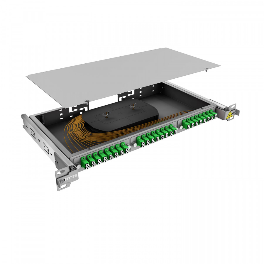 Кросс 19" NTSS PREMIUM выдвижной, предсобранный 1U, 24 порта LC/APC duplex, 9/125 мкм