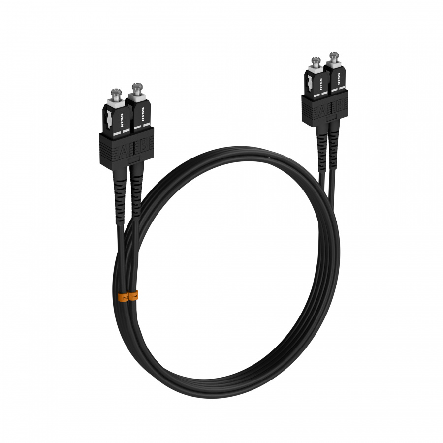 Шнур оптический NTSS dpc SC/APC-SC/APC 9/125 3.0мм 2м черный LSZH (патч-корд)