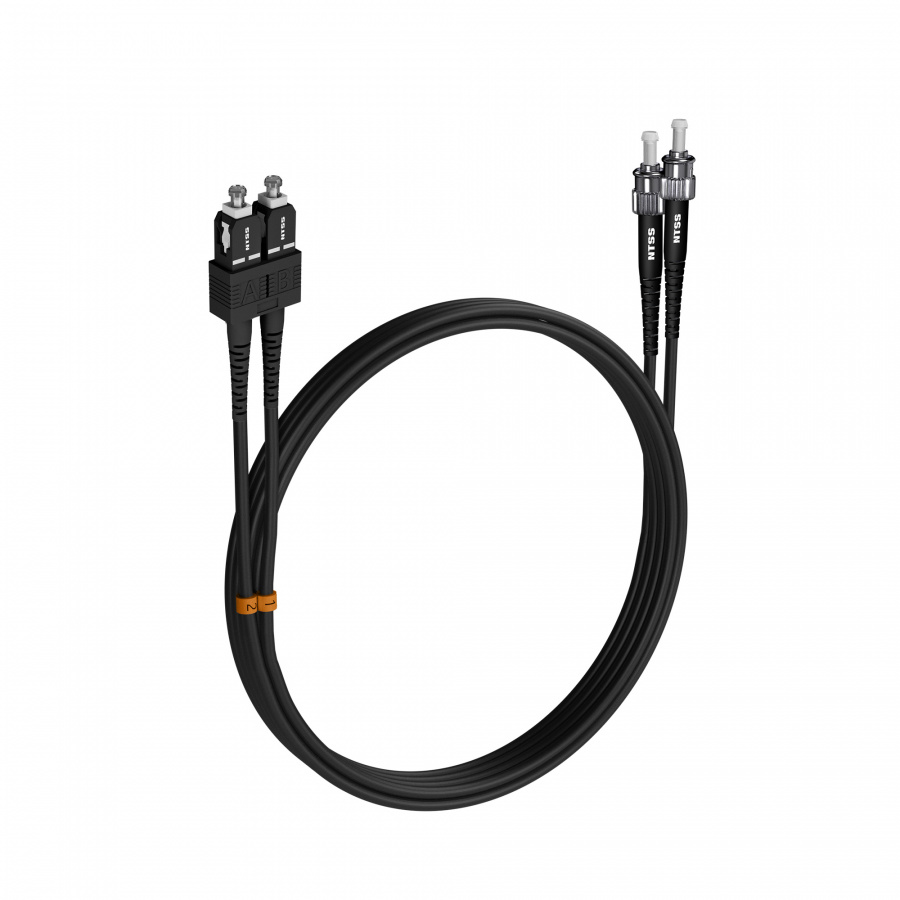 Шнур оптический NTSS PREMIUM dpc SC/UPC-ST/UPC 9/125 3.0мм 3м черный LSZH (патч-корд)