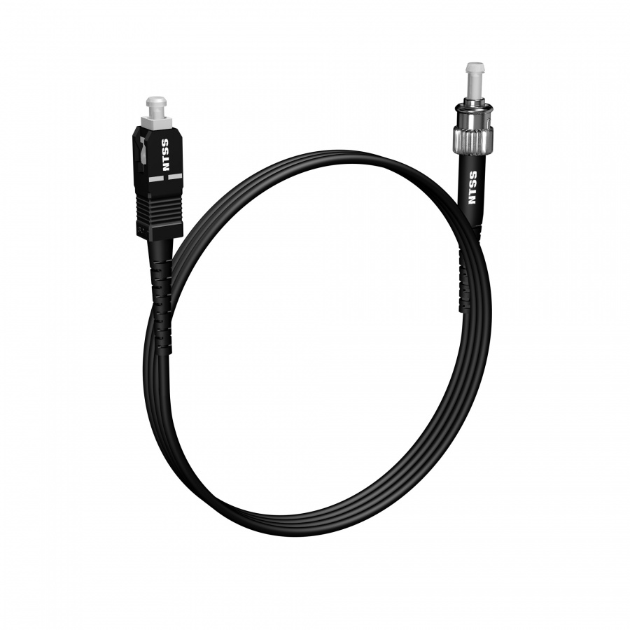 Шнур оптический NTSS PREMIUM spc SC/APC-ST/UPC 9/125 3.0мм 1м черный LSZH (патч-корд)