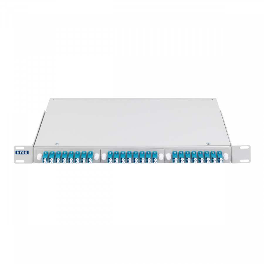 Разветвитель NTSS PREMIUM сплавной 32*1х2 (70/30) оконцованный LC/UPC 9/125, буфер 0.9мм 1310/1550 установлен в 19" 1U кросс