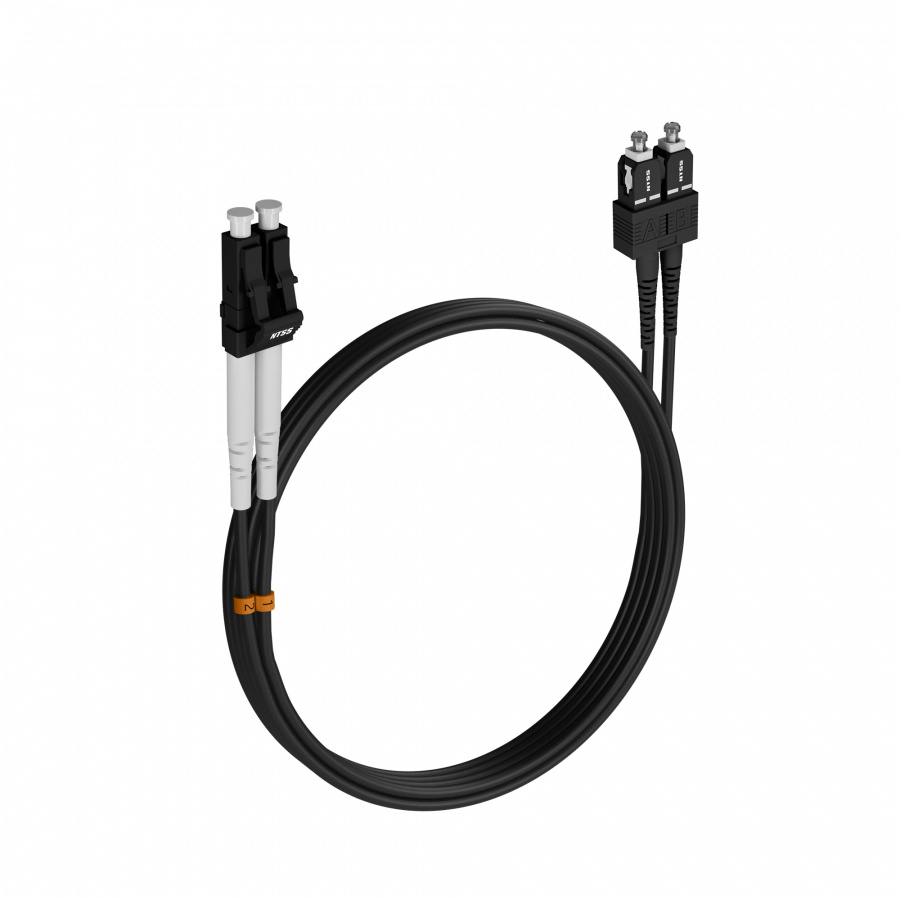Шнур оптический NTSS dpc LC/APC-SC/APC 9/125 3.0мм 10м черный LSZH (патч-корд)