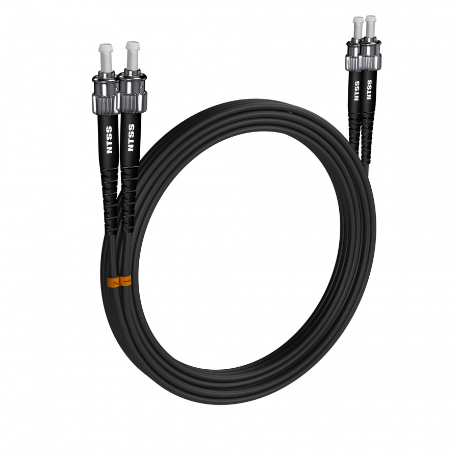 Шнур оптический NTSS PREMIUM dpc ST/UPC-ST/UPC 9/125 3.0мм 20м черный LSZH (патч-корд)