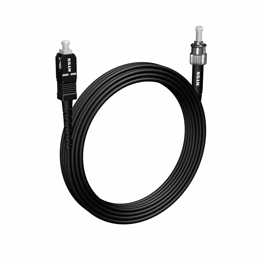Шнур оптический NTSS PREMIUM spc SC/APC-ST/UPC 9/125 3.0мм 15м черный LSZH (патч-корд)