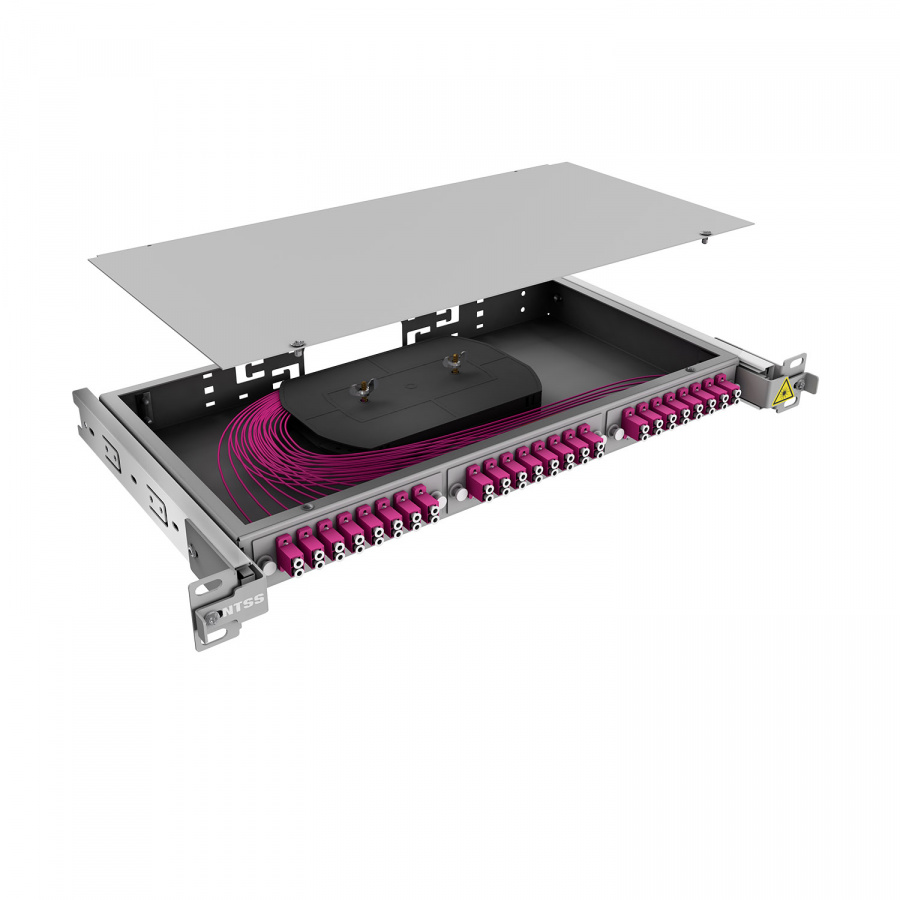 Кросс 19" NTSS PREMIUM выдвижной, предсобранный 1U, 24 порта LC/UPC duplex, 50/125 мкм OM4