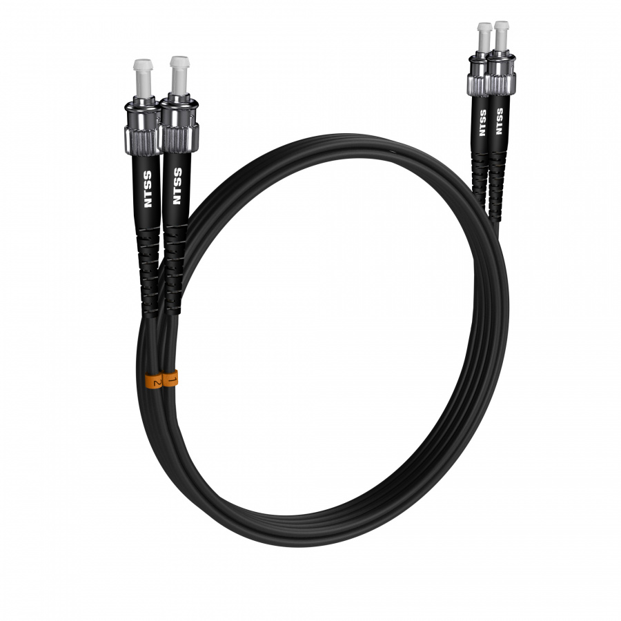 Шнур оптический NTSS PREMIUM dpc ST/UPC-ST/UPC 9/125 3.0мм 1м черный LSZH (патч-корд)